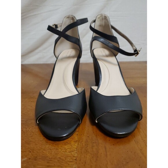 Cole Haan Grand 360 Black Leather Wedge Sandal Size 8.5 Barely Worn - Picture 2 of 6